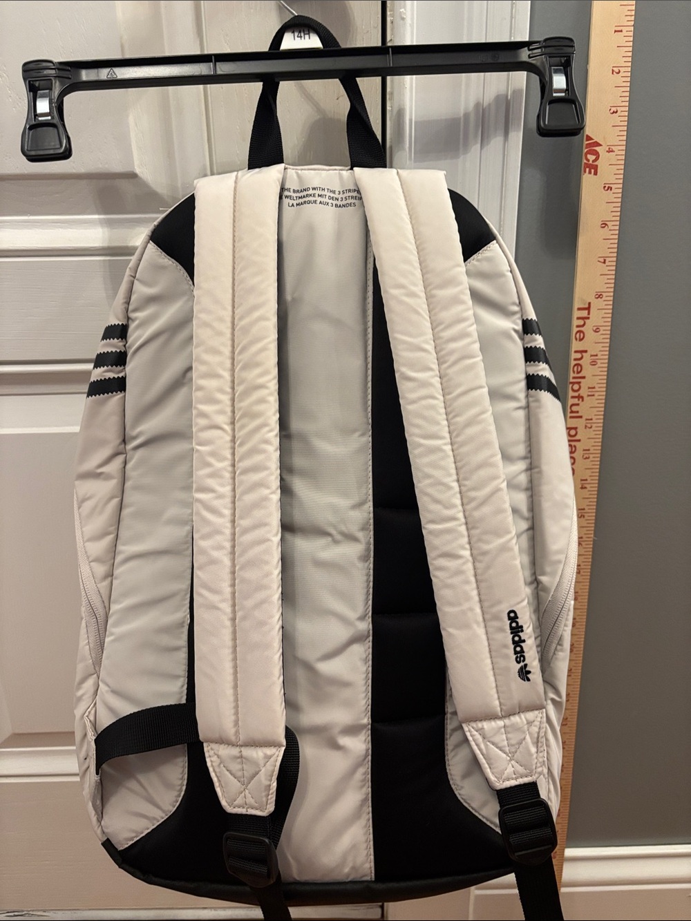 adidas Cream/Off-White Backpack with Trefoil Patch - Picture 2 of 4